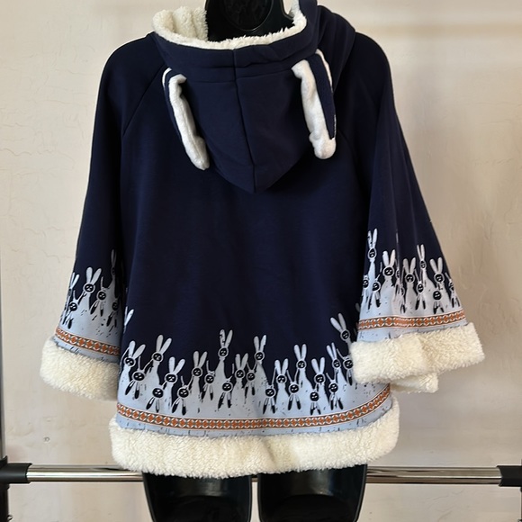 Japanese Style Mori Girl Sherpa Lined Hooded Rabbit Cape Cloak - Picture 4 of 9